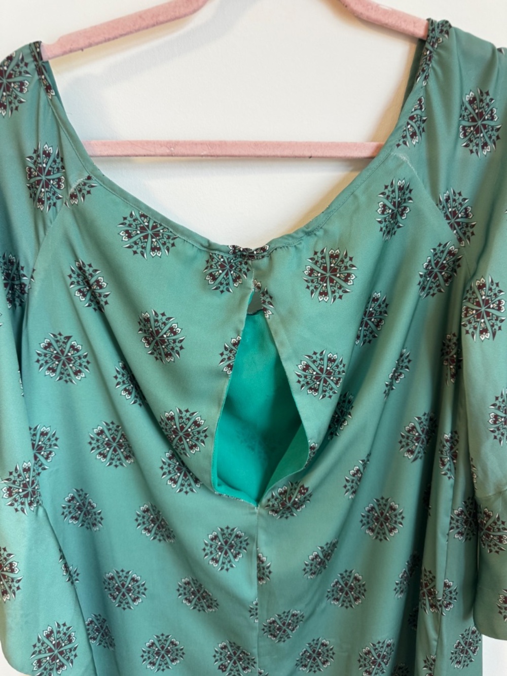 Miss Ankale Green Boho Blouse Bell Sleeve Open Back Detail Made in Brazil - Picture 7 of 7